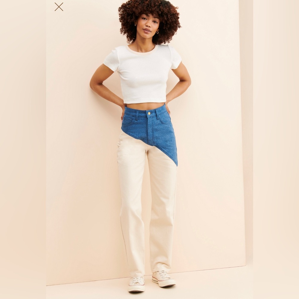 Worn once Triarchy high-rise color block jeans